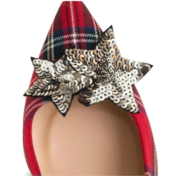 J Crew Star Sequenced Red Tartan Holiday Heels|J Crew Tartan Holiday Heel - Picture 7 of 15